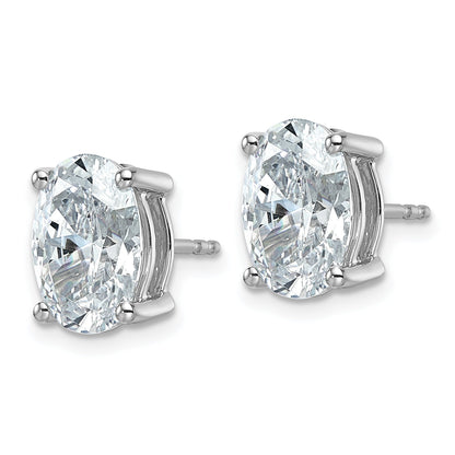 14K White Gold 5 Ctw Lab Grown Diamond Vs+ F+ Oval 4 Prong Heavy Wt. Stud Earrings