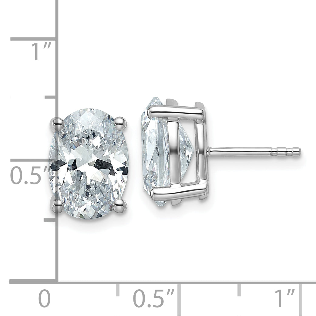 14K White Gold 5 Ctw Lab Grown Diamond Vs+ F+ Oval 4 Prong Heavy Wt. Stud Earrings
