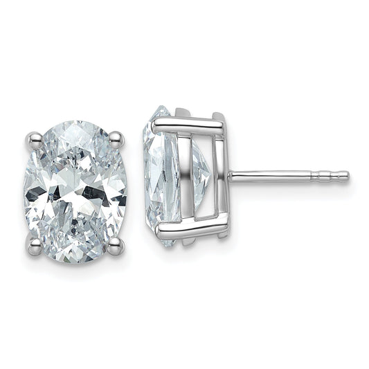 14K White Gold 5 Ctw Lab Grown Diamond Vs+ F+ Oval 4 Prong Heavy Wt. Stud Earrings