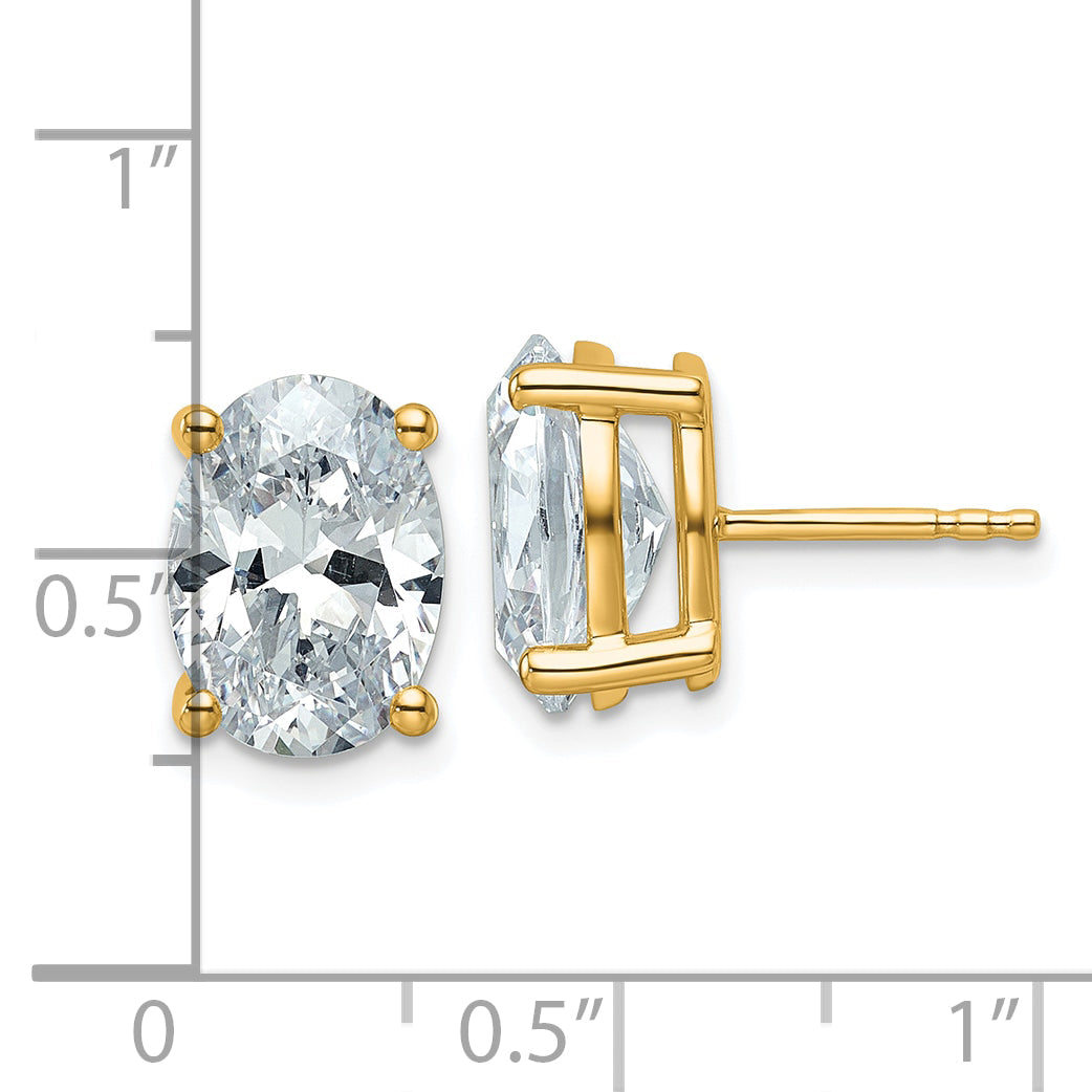 14K Yellow Gold 5 Ctw Lab Grown Diamond Vs+ F+ Oval 4 Prong Heavy Wt. Stud Earrings