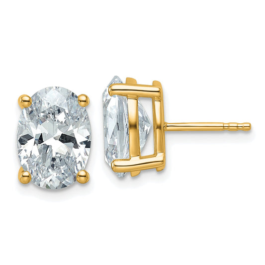 14K Yellow Gold 5 Ctw Lab Grown Diamond Vs+ F+ Oval 4 Prong Heavy Wt. Stud Earrings