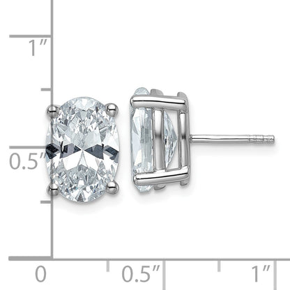 14K White Gold 6 Ctw Lab Grown Diamond Vs+ F+ Oval 4 Prong Heavy Wt. Stud Earrings