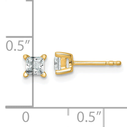 14K Yellow Gold 1/2 Ctw Lab Grown Diamond Vs+ F+ Princess 4 Prong Heavy Wt. Stud Earrings