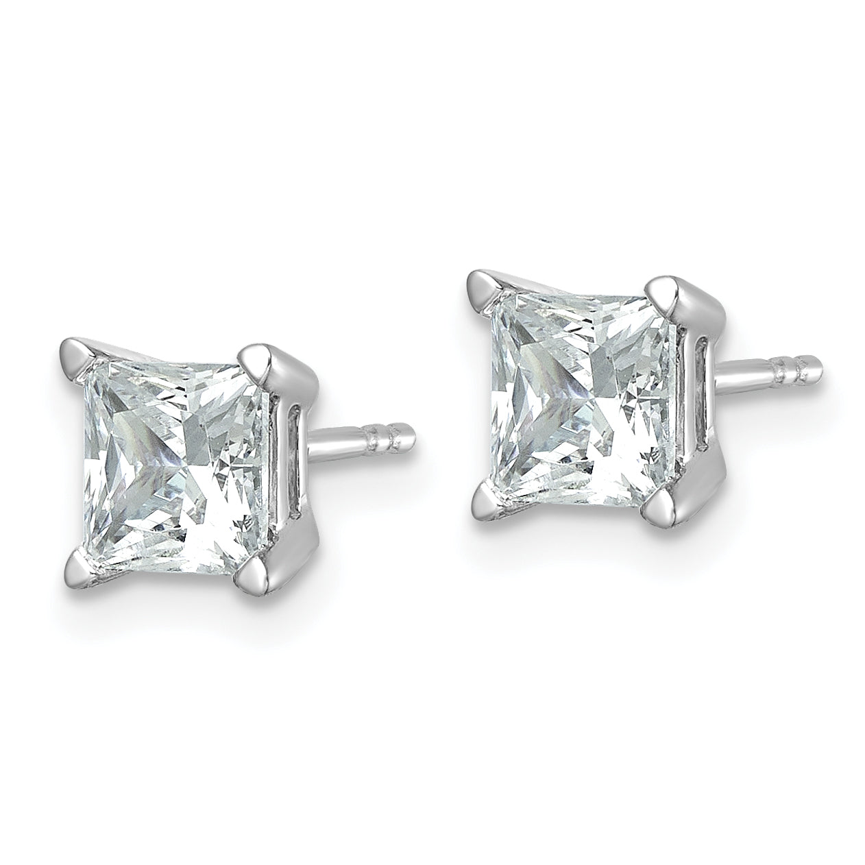 14K White Gold 2 Ctw Lab Grown Diamond Vs+ F+ Princess 4 Prong Heavy Wt. Stud Earrings