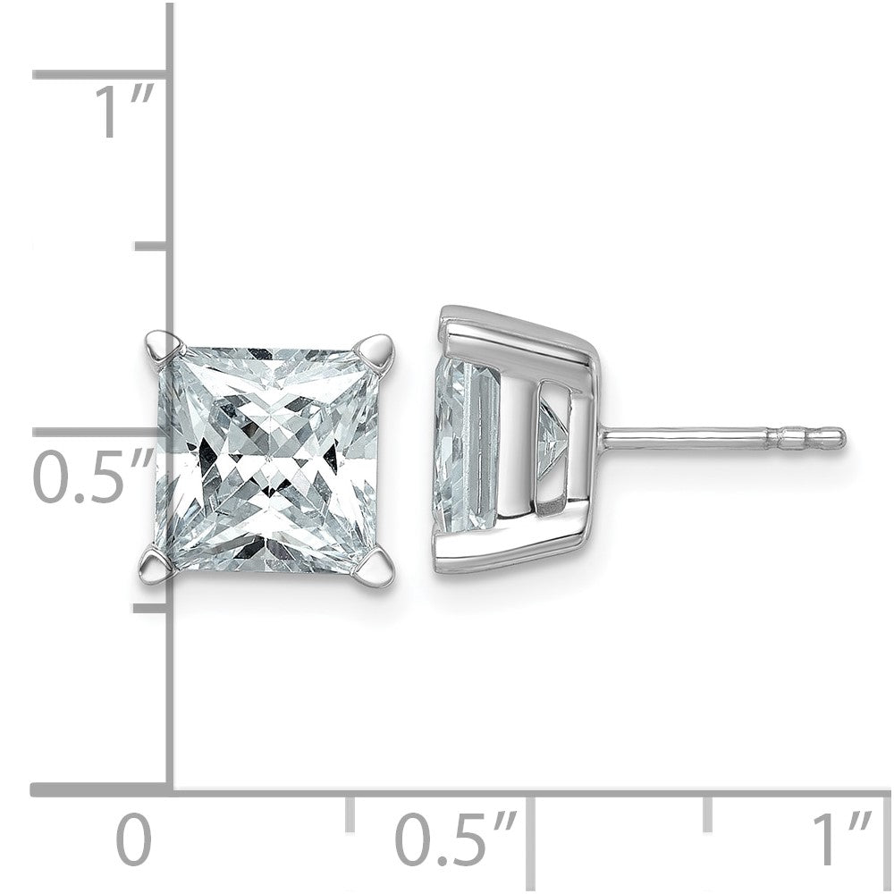 14K White Gold 6 Ctw Lab Grown Diamond Vs+ F+ Princess 4 Prong Heavy Wt. Stud Earrings