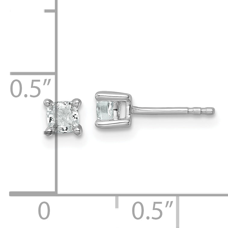 14K White Gold 1/2 Ctw Lab Grown Diamond Vs+ F+ Cushion 4 Prong Heavy Wt. Stud Earrings