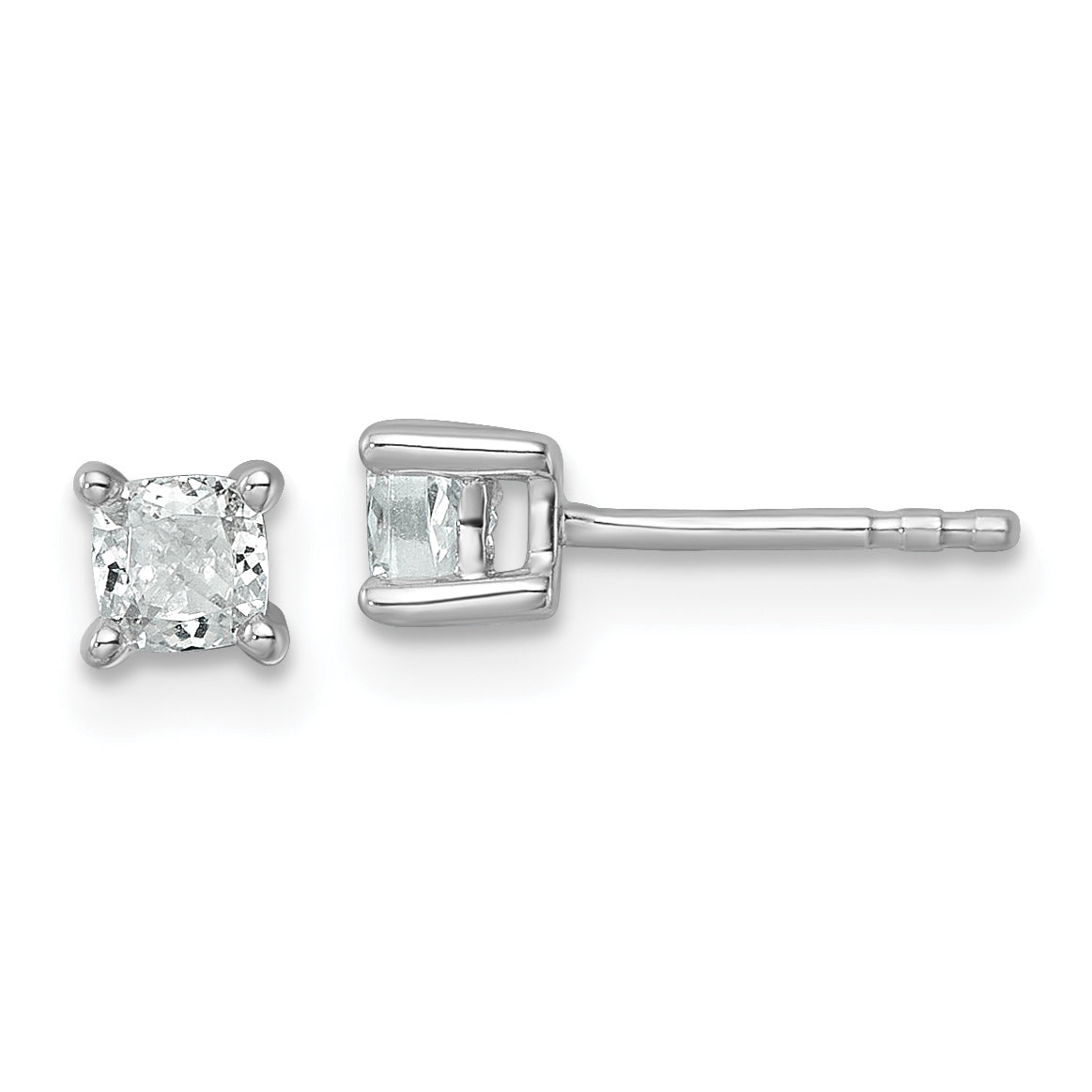 14K White Gold 1/2 Ctw Lab Grown Diamond Vs+ F+ Cushion 4 Prong Heavy Wt. Stud Earrings