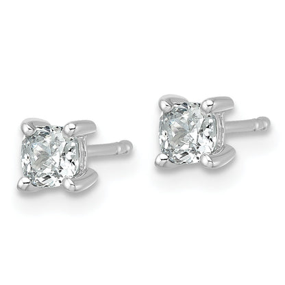 14K White Gold 3/4 Ctw Lab Grown Diamond Vs+ F+ Cushion 4 Prong Heavy Wt. Stud Earrings