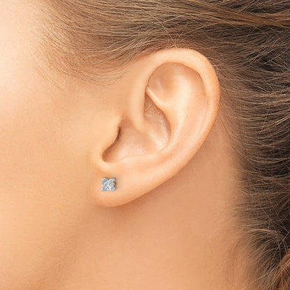 14K White Gold 3/4 Ctw Lab Grown Diamond Vs+ F+ Cushion 4 Prong Heavy Wt. Stud Earrings