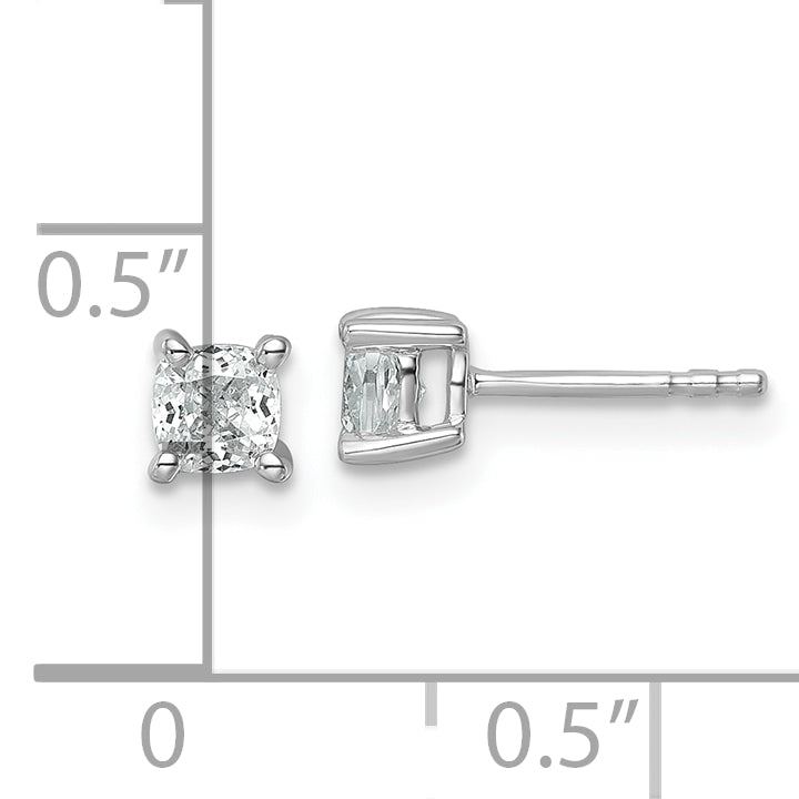 14K White Gold 3/4 Ctw Lab Grown Diamond Vs+ F+ Cushion 4 Prong Heavy Wt. Stud Earrings