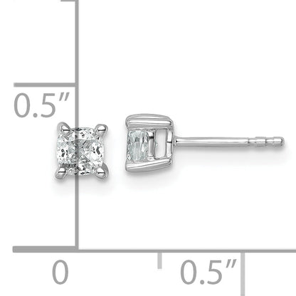 14K White Gold 3/4 Ctw Lab Grown Diamond Vs+ F+ Cushion 4 Prong Heavy Wt. Stud Earrings