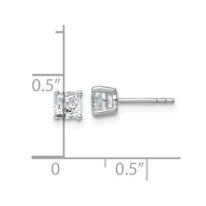 14K White Gold 1 Ctw Lab Grown Diamond Vs+ F+ Cushion 4 Prong Heavy Wt. Stud Earrings