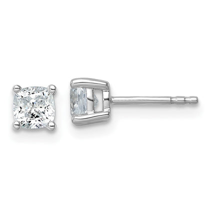 14K White Gold 1 Ctw Lab Grown Diamond Vs+ F+ Cushion 4 Prong Heavy Wt. Stud Earrings