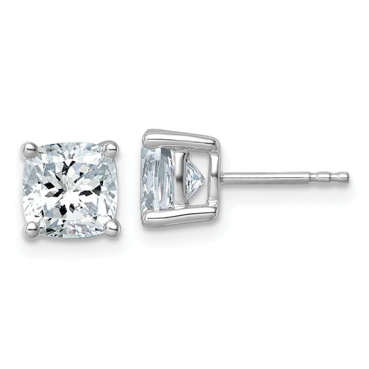 14K White Gold 3 Ctw Lab Grown Diamond Vs+ F+ Cushion 4 Prong Heavy Wt. Stud Earrings