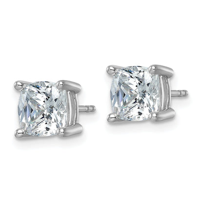 14K White Gold 4 Ctw Lab Grown Diamond Vs+ F+ Cushion Prong Heavy Wt. Stud Earrings