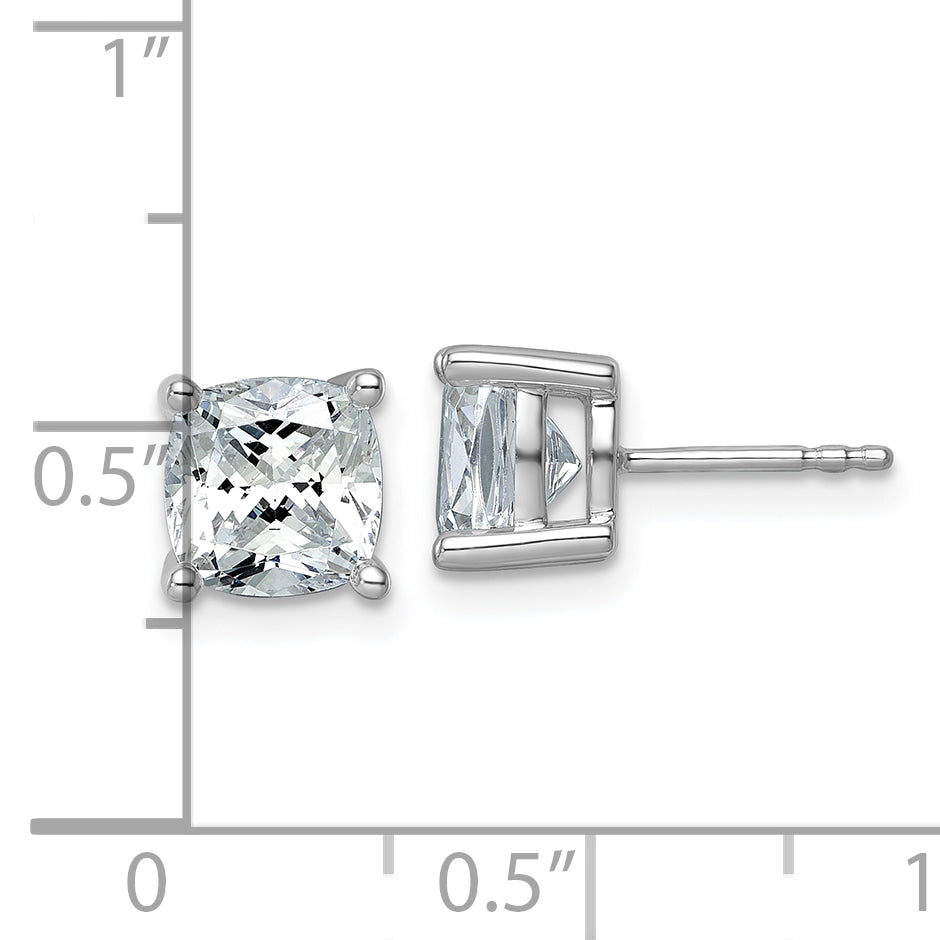 14K White Gold 4 Ctw Lab Grown Diamond Vs+ F+ Cushion Prong Heavy Wt. Stud Earrings