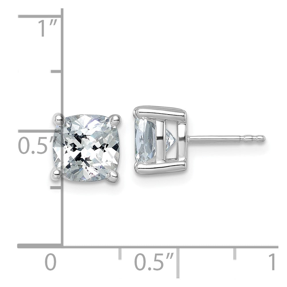 14K White Gold 5 Ctw Lab Grown Diamond Vs+ F+ Cushion 4 Prong Heavy Wt. Stud Earrings