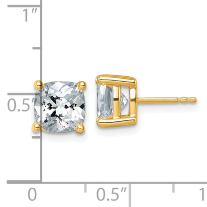 14K Yellow Gold 5 Ctw Lab Grown Diamond Vs+ F+ Cushion 4 Prong Heavy Wt. Stud Earrings
