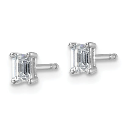 14K White Gold 1/2 Ctw Lab Grown Diamond Vs+ F+ Emerald 4 Prong Heavy Wt. Stud Earrings