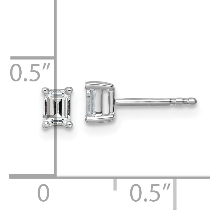 14K White Gold 1/2 Ctw Lab Grown Diamond Vs+ F+ Emerald 4 Prong Heavy Wt. Stud Earrings