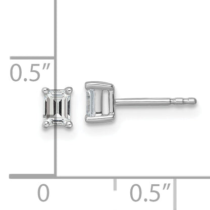 14K White Gold 1/2 Ctw Lab Grown Diamond Vs+ F+ Emerald 4 Prong Heavy Wt. Stud Earrings