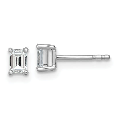 14K White Gold 1/2 Ctw Lab Grown Diamond Vs+ F+ Emerald 4 Prong Heavy Wt. Stud Earrings