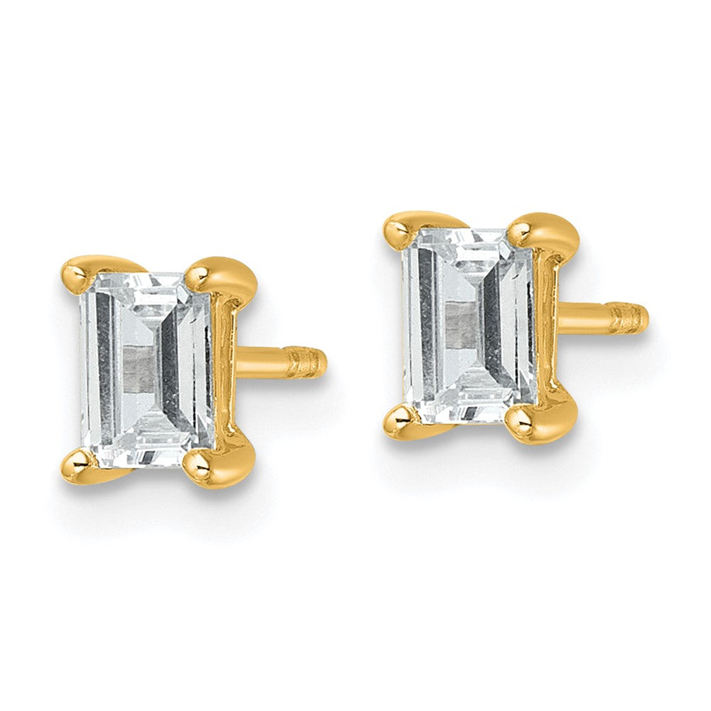 14K Yellow Gold 1 Ctw Lab Grown Diamond Vs+ F+ Emerald 4 Prong Heavy Wt. Stud Earrings