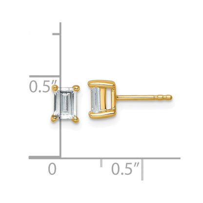 14K Yellow Gold 1 Ctw Lab Grown Diamond Vs+ F+ Emerald 4 Prong Heavy Wt. Stud Earrings