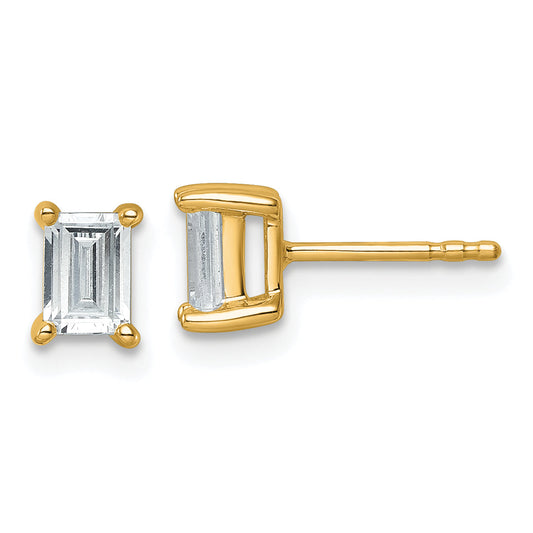 14K Yellow Gold 1 Ctw Lab Grown Diamond Vs+ F+ Emerald 4 Prong Heavy Wt. Stud Earrings