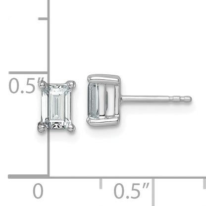 14K White Gold 1 1/2 Ctw Lab Grown Diamond Vs+ F+ Emerald 4 Prong Heavy Wt. Stud Earrings