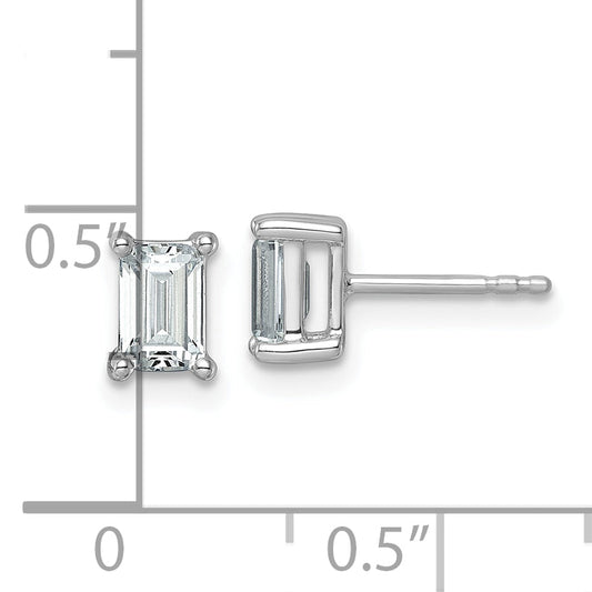 14K White Gold 1 1/2 Ctw Lab Grown Diamond Vs+ F+ Emerald 4 Prong Heavy Wt. Stud Earrings