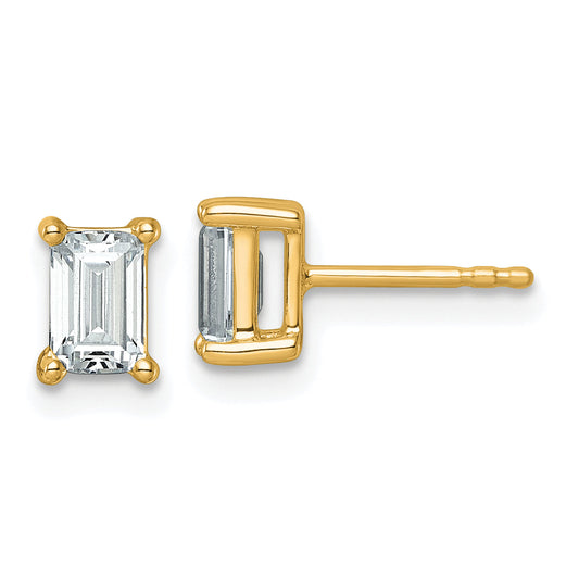 14K Yellow Gold 1 1/2 Ctw Lab Grown Diamond Vs+ F+ Emerald 4 Prong Heavy Wt. Stud Earrings