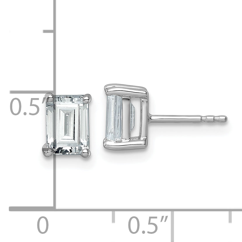 14K White Gold 2 Ctw Lab Grown Diamond Vs+ F+ Emerald 4 Prong Heavy Wt. Stud Earrings