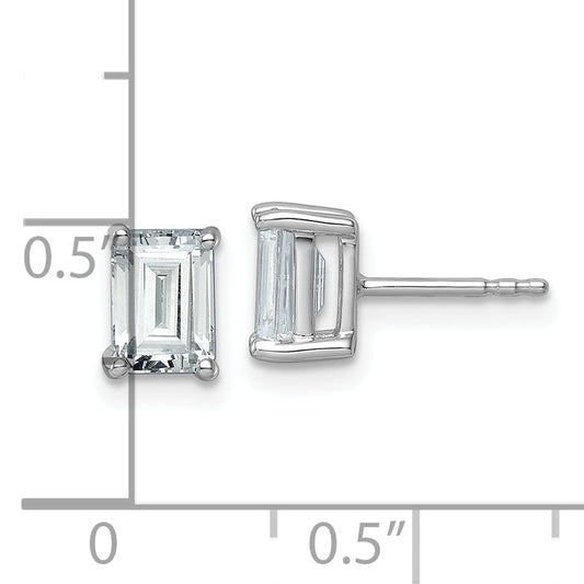 14K White Gold 2 Ctw Lab Grown Diamond Vs+ F+ Emerald 4 Prong Heavy Wt. Stud Earrings