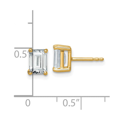 14K Yellow Gold 2 Ctw Lab Grown Diamond Vs+ F+ Emerald 4 Prong Heavy Wt. Stud Earrings