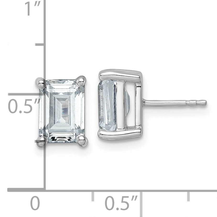 14K White Gold 4 Ctw Lab Grown Diamond Vs+ F+ Emerald Prong Heavy Wt. Stud Earrings