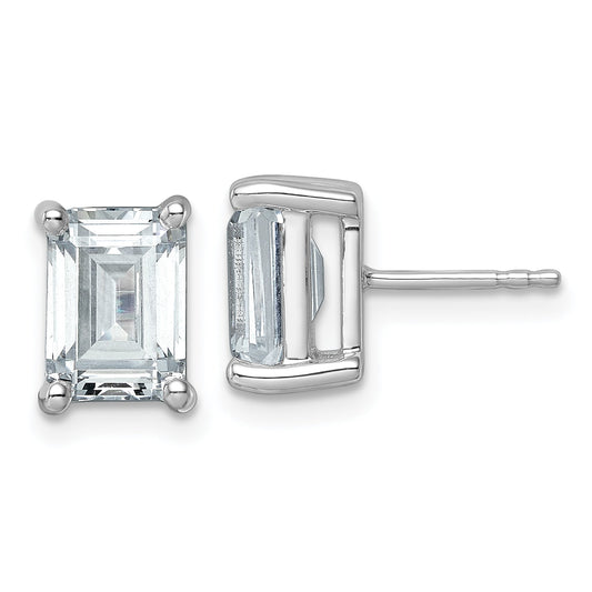 14K White Gold 4 Ctw Lab Grown Diamond Vs+ F+ Emerald Prong Heavy Wt. Stud Earrings