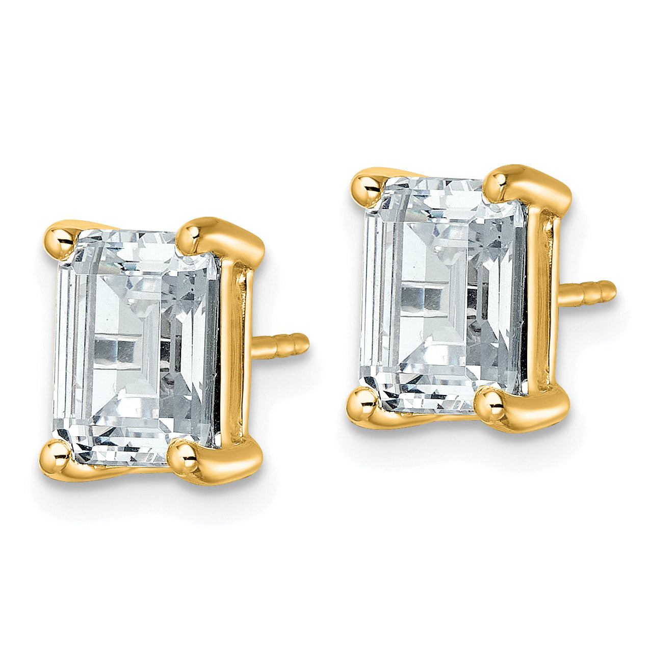 14K Yellow Gold 4 Ctw Lab Grown Diamond Vs+ F+ Emerald Prong Heavy Wt. Stud Earrings