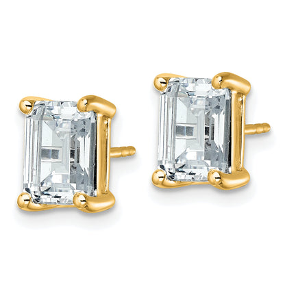 14K Yellow Gold 4 Ctw Lab Grown Diamond Vs+ F+ Emerald Prong Heavy Wt. Stud Earrings