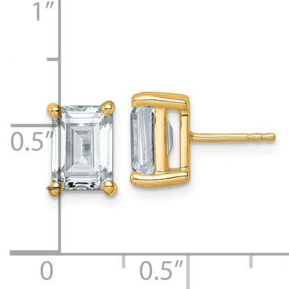 14K Yellow Gold 4 Ctw Lab Grown Diamond Vs+ F+ Emerald Prong Heavy Wt. Stud Earrings