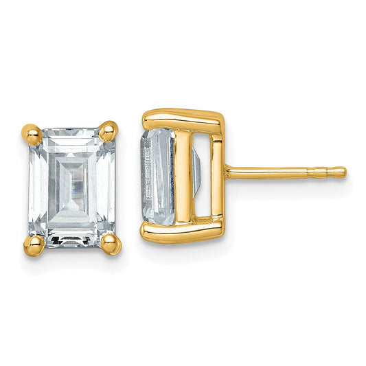 14K Yellow Gold 4 Ctw Lab Grown Diamond Vs+ F+ Emerald Prong Heavy Wt. Stud Earrings
