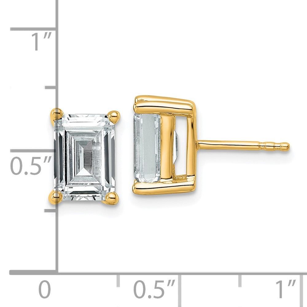 14K Yellow Gold 5 Ctw Lab Grown Diamond Vs+ F+ Emerald 4 Prong Heavy Wt. Stud Earrings