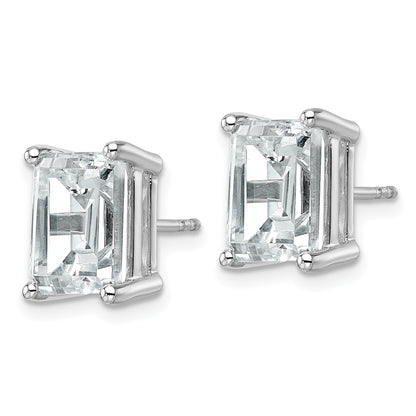 14K White Gold 6 Ctw Lab Grown Diamond Vs+ F+ Emerald 4 Prong Heavy Wt. Stud Earrings