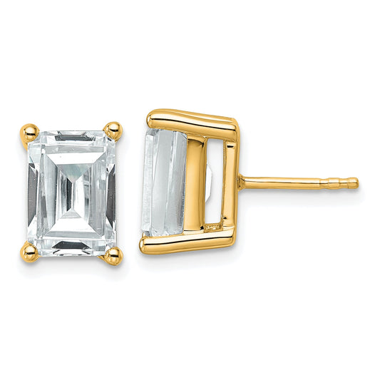 14K Yellow Gold 6 Ctw Lab Grown Diamond Vs+ F+ Emerald 4 Prong Heavy Wt. Stud Earrings