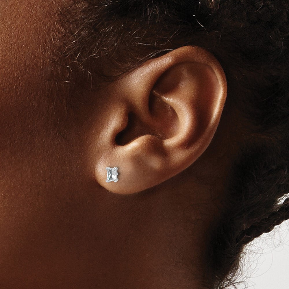 14K White Gold 1/2 Ctw Lab Grown Diamond Vs+ F+ Radiant 4 Prong Heavy Wt. Stud Earrings