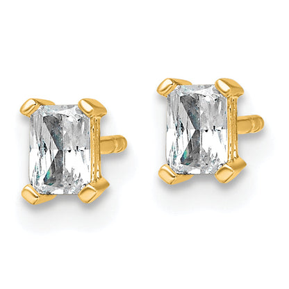 14K Yellow Gold 1/2 Ctw Lab Grown Diamond Vs+ F+ Radiant 4 Prong Heavy Wt. Stud Earrings