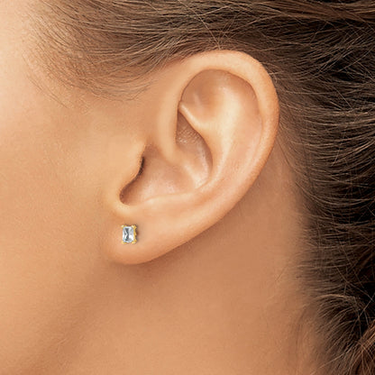 14K Yellow Gold 1/2 Ctw Lab Grown Diamond Vs+ F+ Radiant 4 Prong Heavy Wt. Stud Earrings