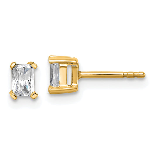 14K Yellow Gold 1/2 Ctw Lab Grown Diamond Vs+ F+ Radiant 4 Prong Heavy Wt. Stud Earrings