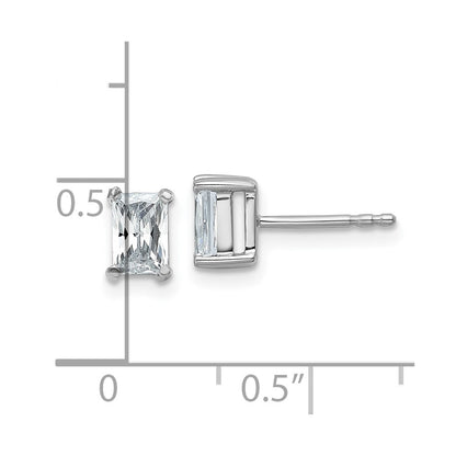 14K White Gold 1 Ctw Lab Grown Diamond Vs+ F+ Radiant 4 Prong Heavy Wt. Stud Earrings