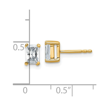 14K Yellow Gold 1 Ctw Lab Grown Diamond Vs+ F+ Radiant 4 Prong Heavy Wt. Stud Earrings